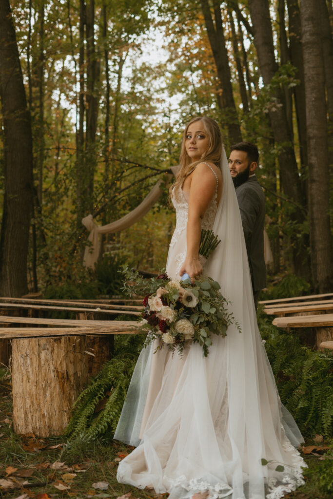 bridal portraits in the forest 