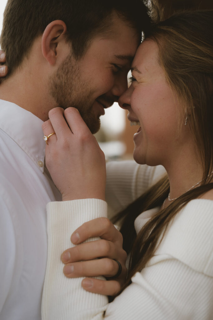 Couple embraces outside of the courthouse