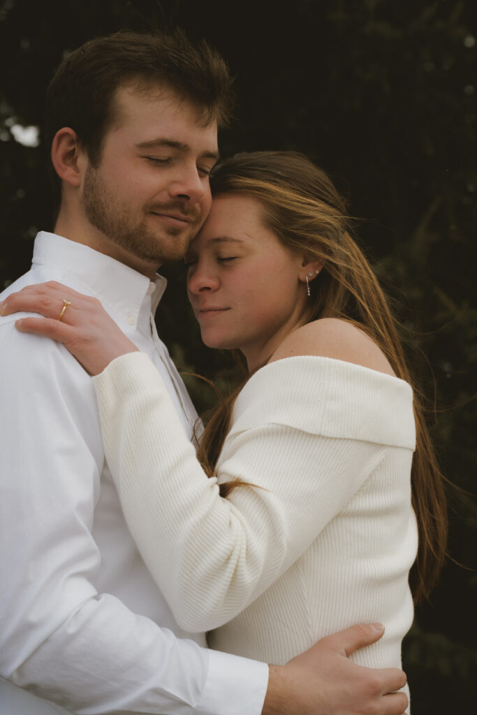 Intimate courthouse wedding in Michigan - bride and groom embrace