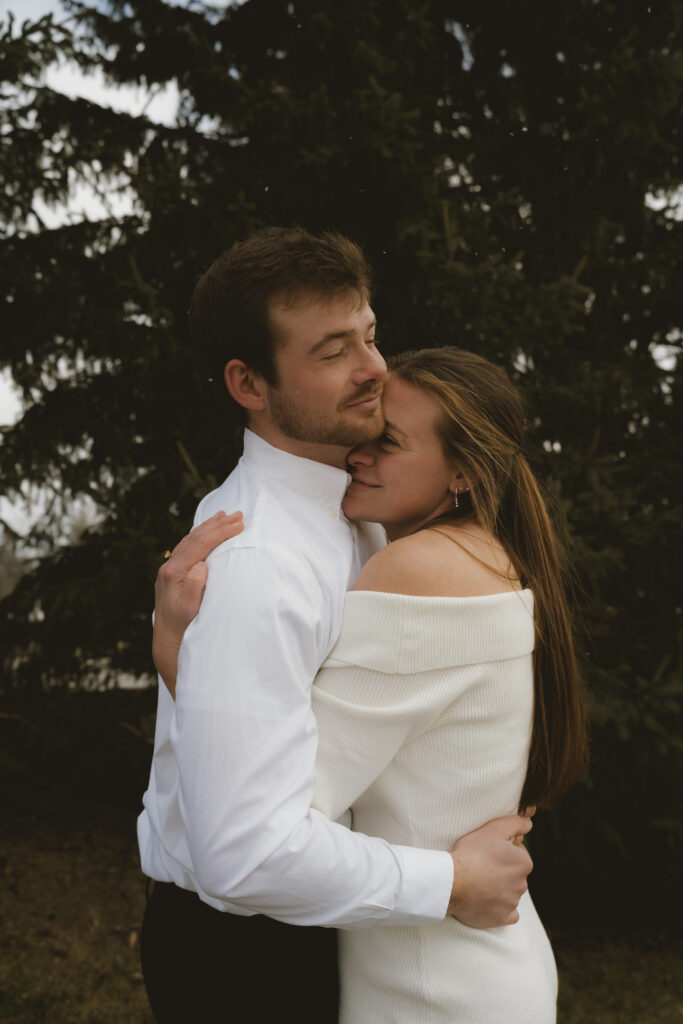 West Michigan Wedding Elopement: Couple embraces outside of the courthouse