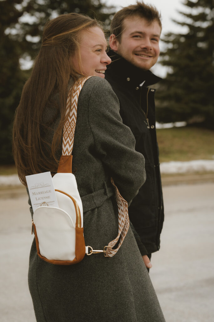 West Michigan elopement photographer capturing authentic moments of love at the courthouse