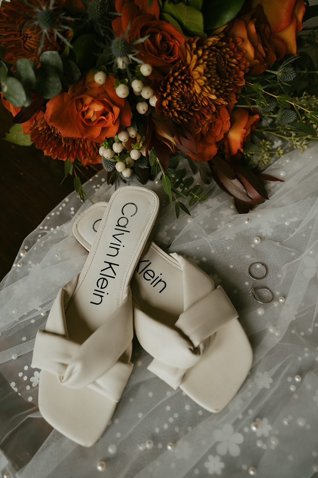 brides shoes and bouquet sit ready for the stunning mcro wedding