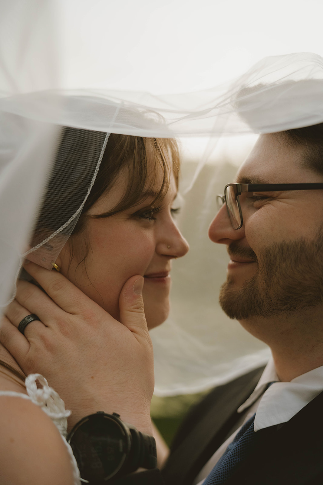 bride and groom share romantic moments after their stunning Michigan wedding day