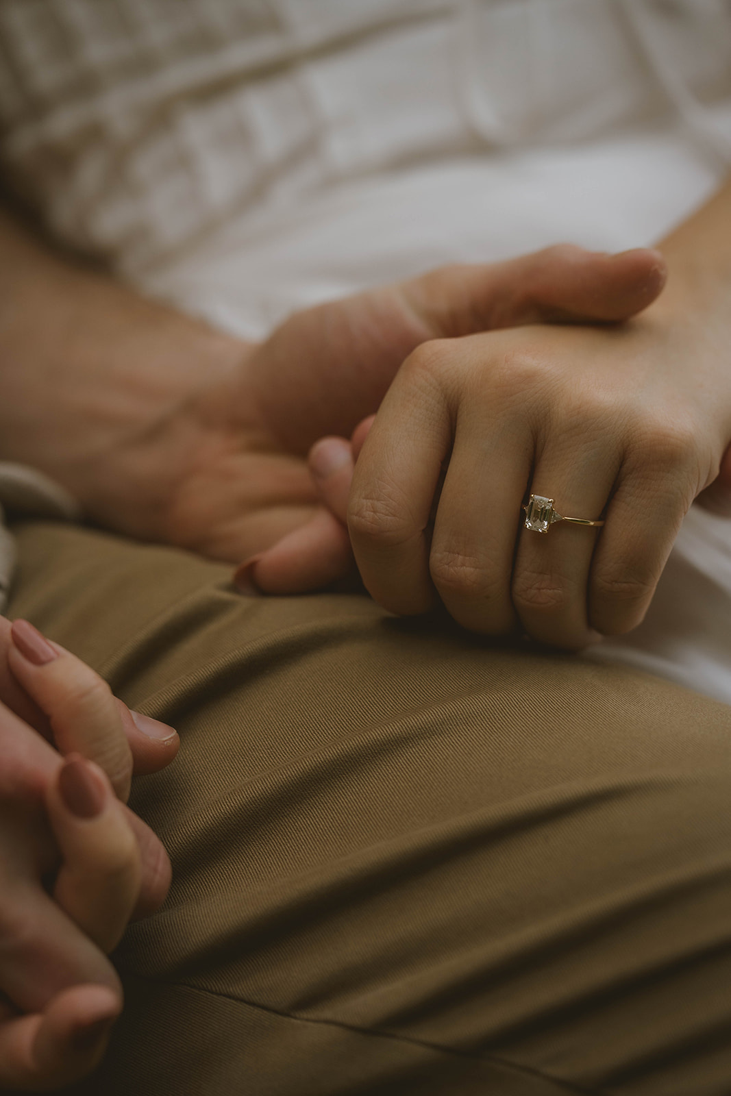 detail of the beautiful ring during a Michigan engagement session