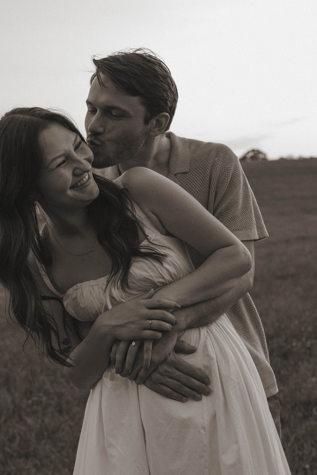 romantic engagement photos during a golden hour session in Michigan
