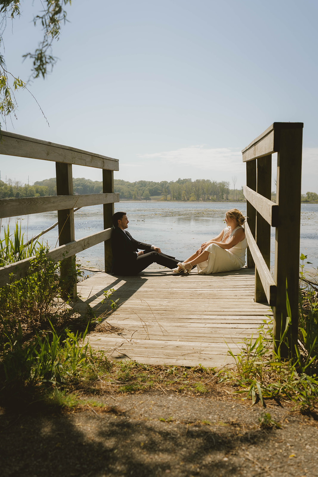 beautiful couple pose together during their Michigan adventure elopement session