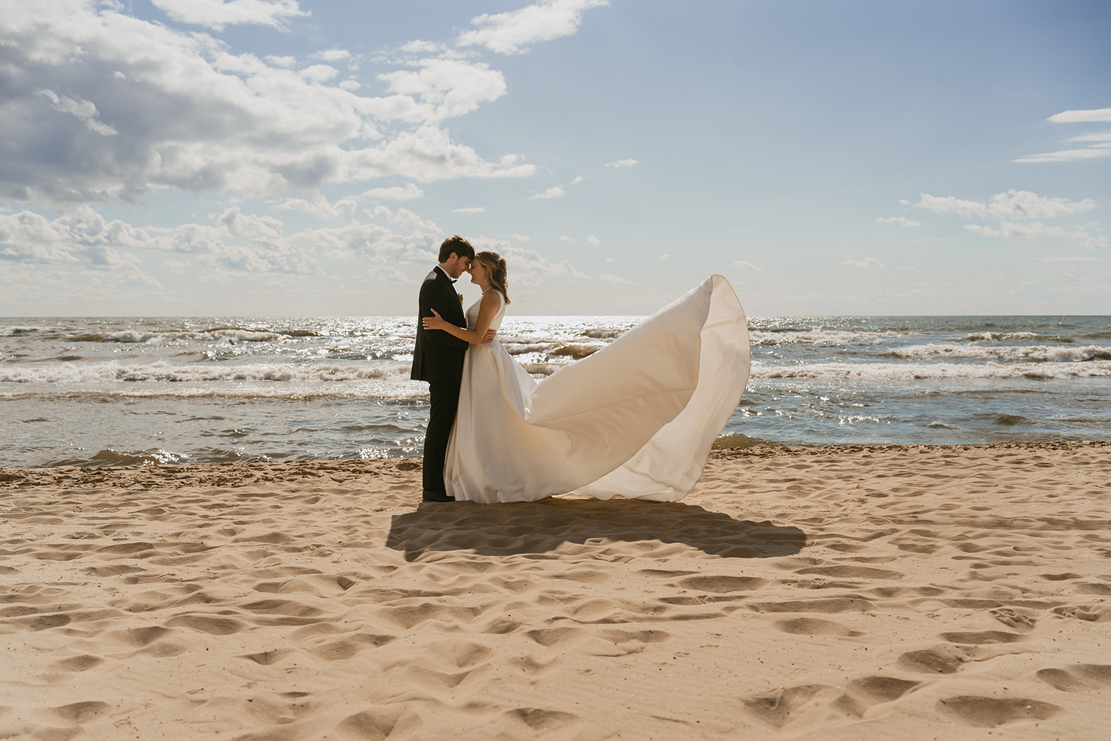 stunning couple share intimate moments during their Michigan elopement session