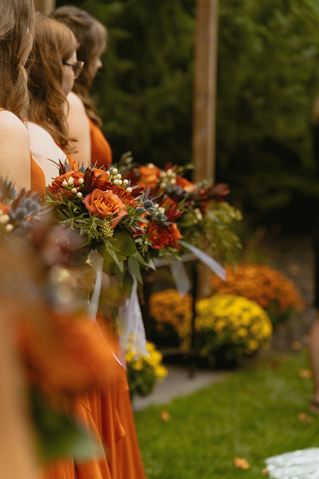 bridesmaids eagerly await the brides entrance
