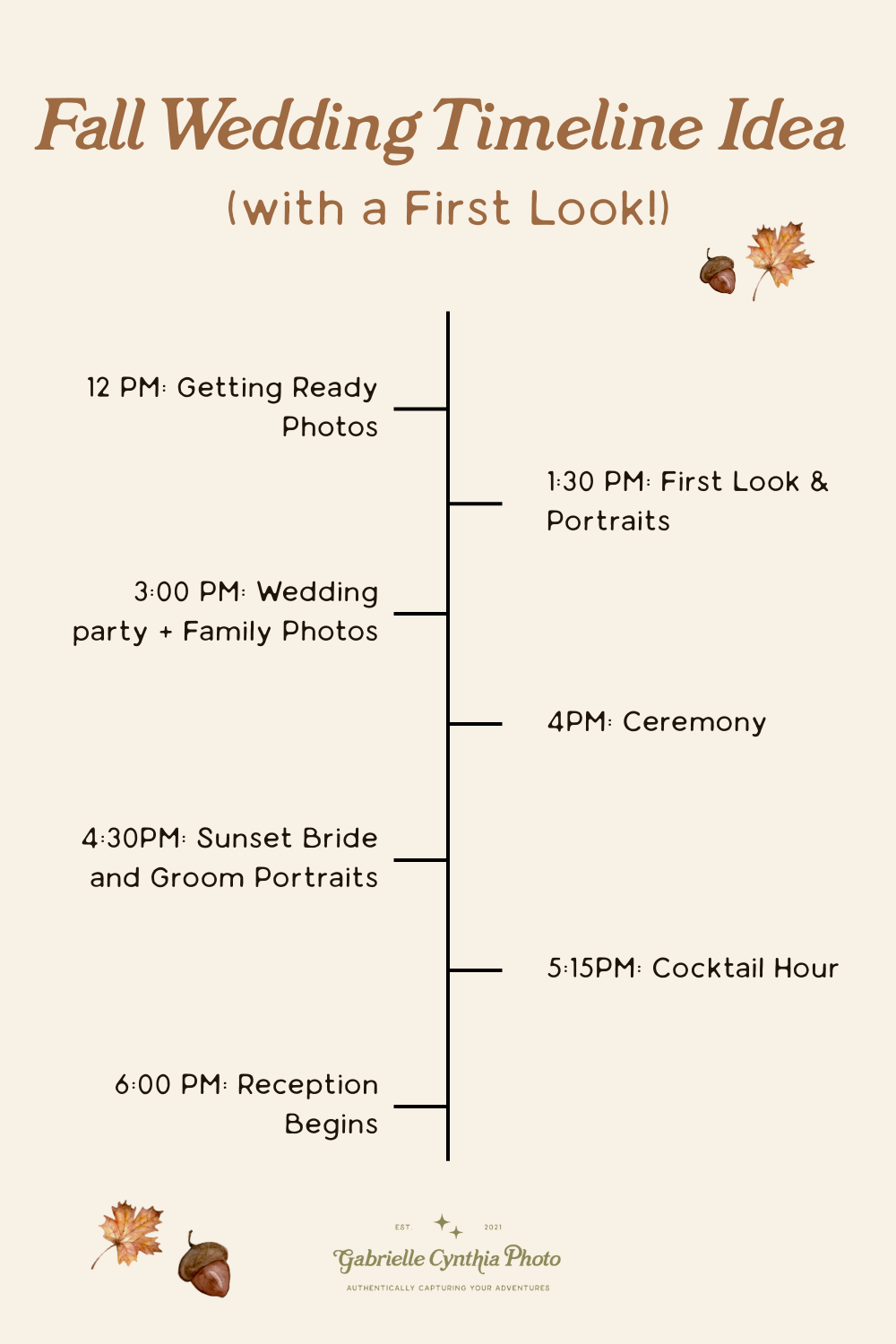 example of a Fall wedding day timeline!