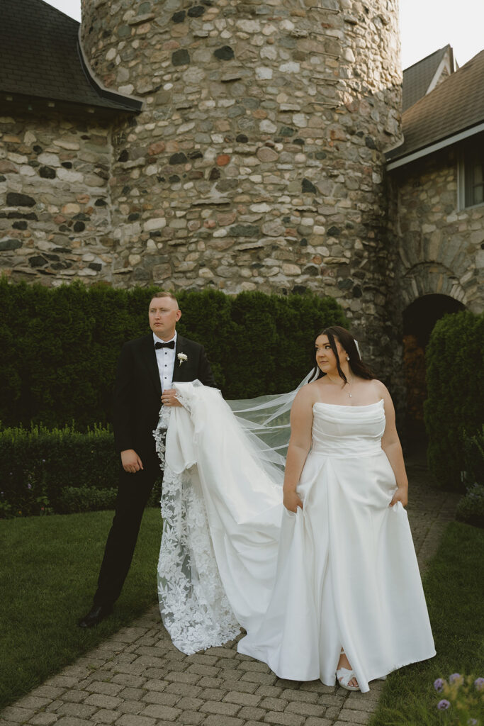 stunning bride and groom portrait from Castle Farms wedding day in michigan