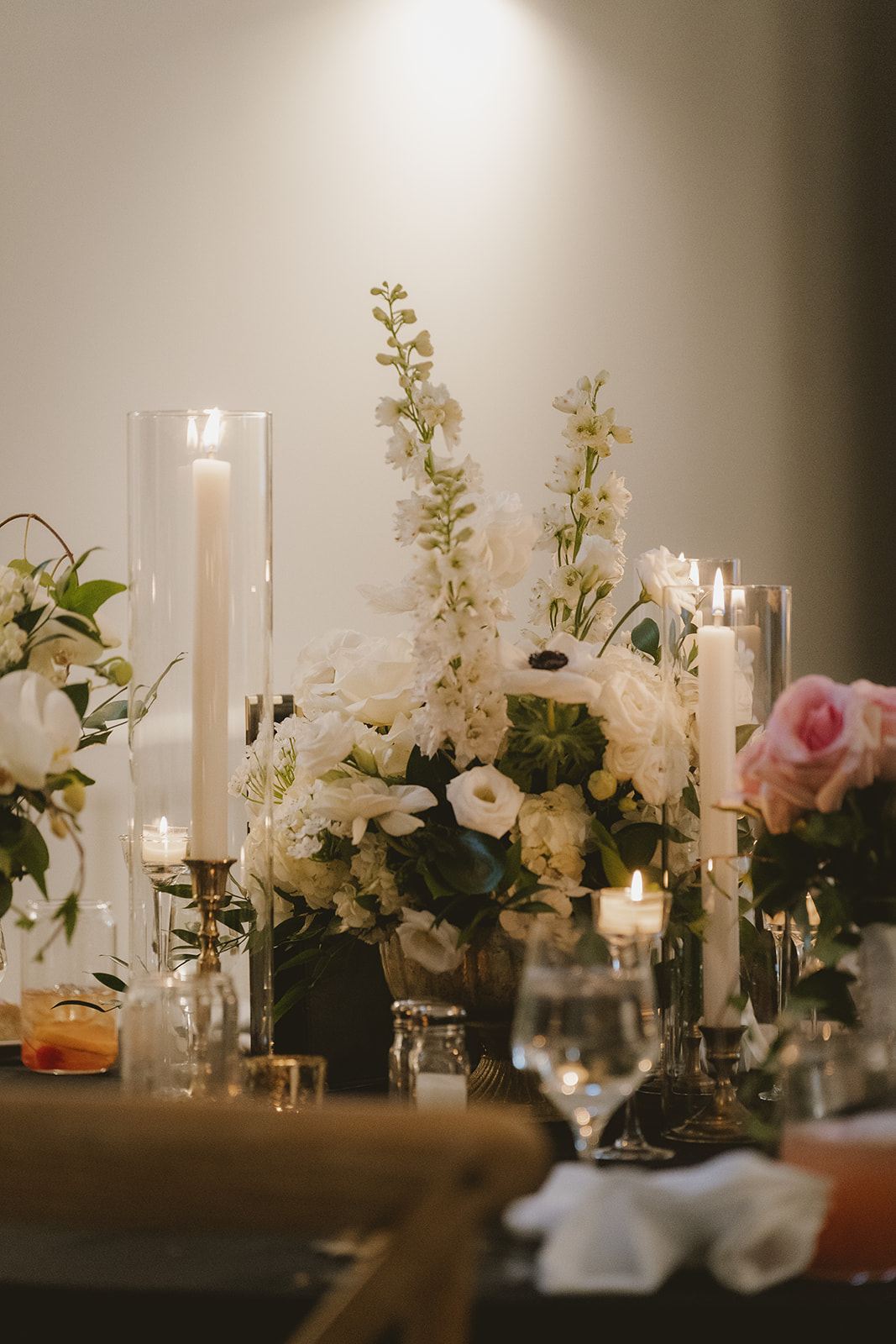 stunning wedding details sit on the table at a beautiful Michigan wedding reception