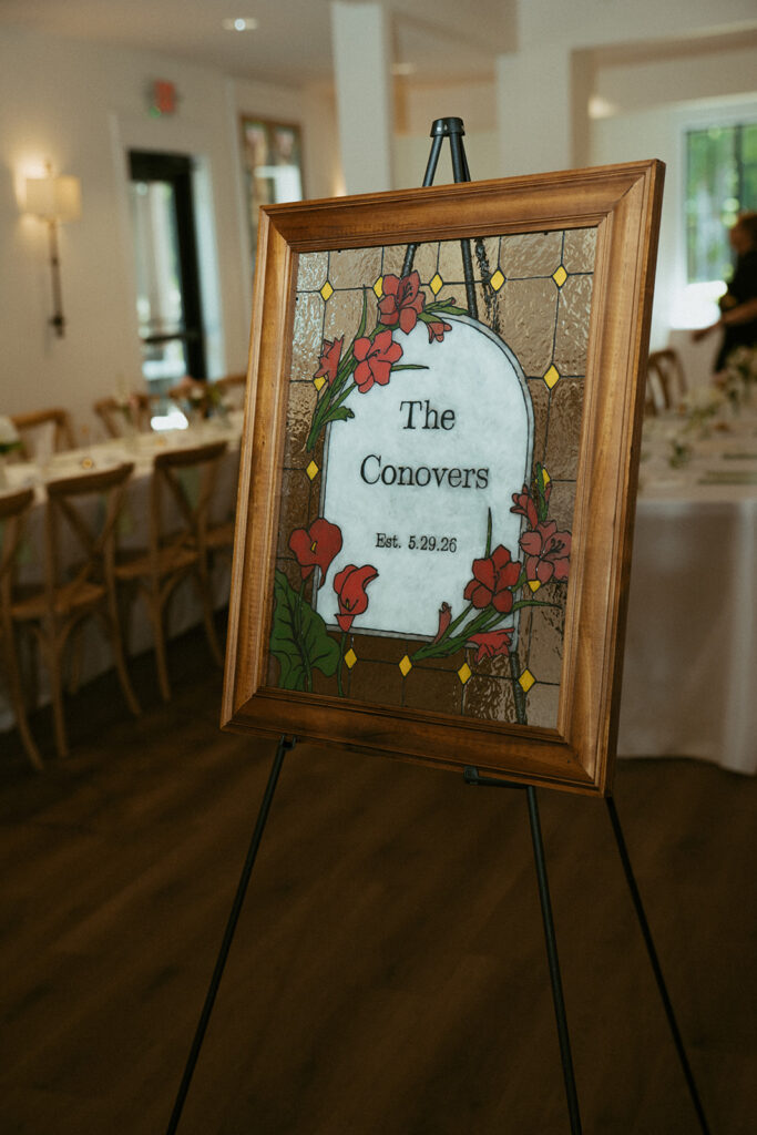 beautiful stained glass stylish wedding details